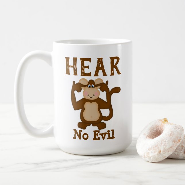 Mug Singe Funny n'entend pas de mal (Avec donut)