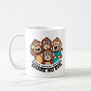 Mug Singe graphique moderne ne partage pas le mal