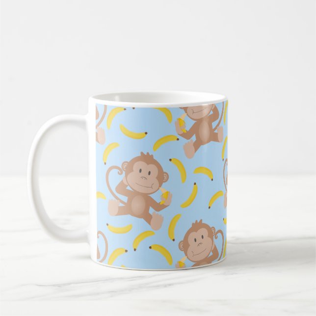 Mug Singe Mangeant Banane Bleu (Gauche)