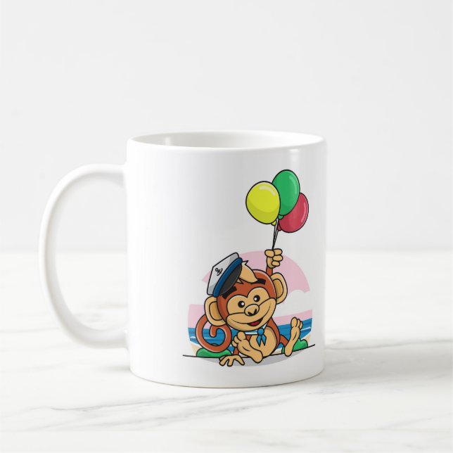 Mug Singe Marin avec Ballons Colorés (Gauche)
