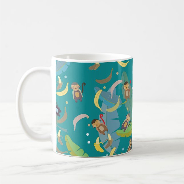 Mug Singe mignon et bananes dans le Motif d'arbre (Gauche)
