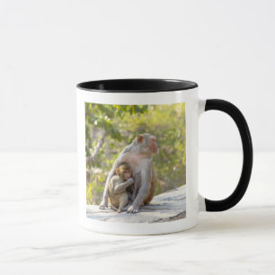 Mug Singes de Macaque de rhésus de mère et de bébé
