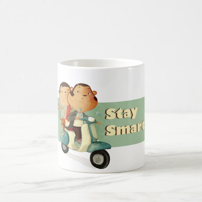 Mug Singes futés de scooter de séjour (Centre)