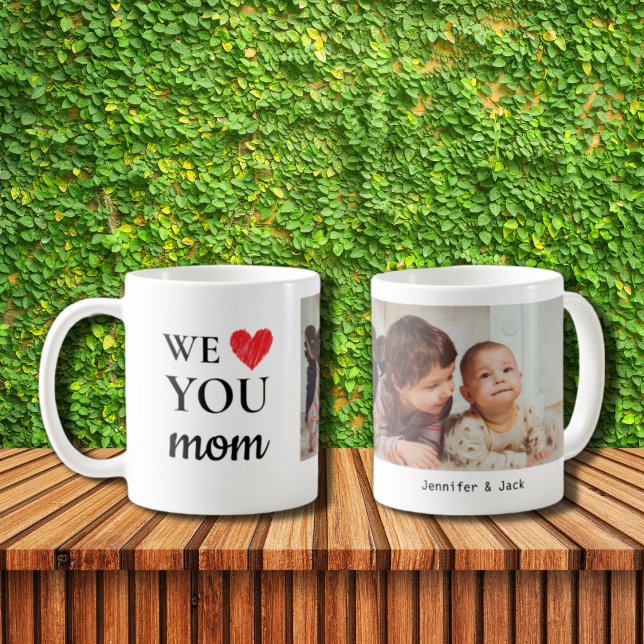 Mug Single Red Heart We Love You Mom Photo (Créateur téléchargé)