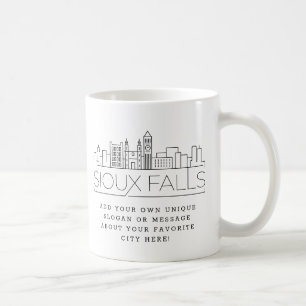 Mug Sioux Falls Stylisé Skyline   Slogan personnalisé
