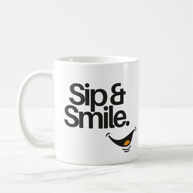 Mug Sip et Sourire | Citation Positive et Mignonne  (Gauche)