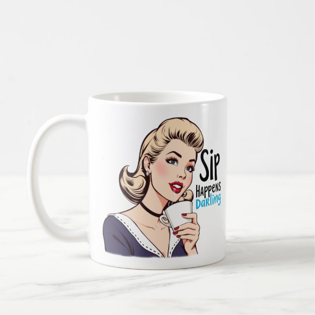 Mug Sip Happer Glamour Retro Sarcastique Thé et (Gauche)