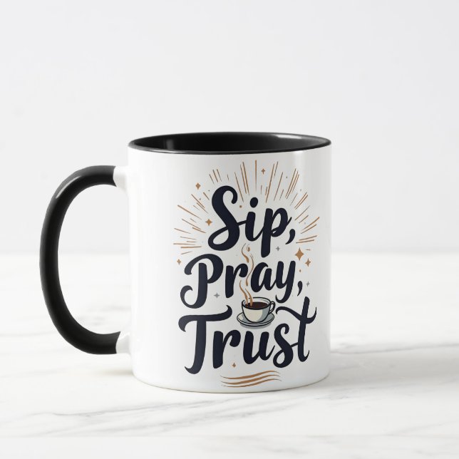 Mug Sip Pray Trust Café Et Jesus Lover (Gauche)