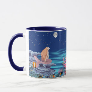 Mug sirena mirando la luna