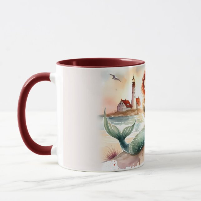 Mug Sirène à l'aquarelle au bord du phare (Gauche)