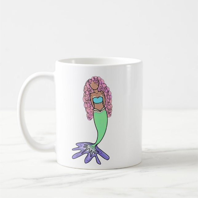 Mug sirène arc-en-ciel rose bleu violet vert noir bouc (Gauche)