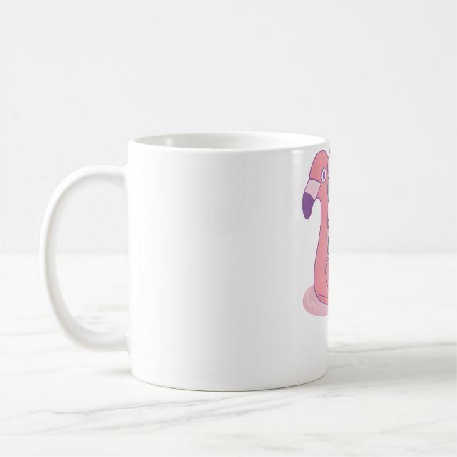 Mug Sirène détendue sur bouée de piscine flamant rose (Gauche)