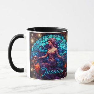 Mug Sirène en verre turquoise et violet Imaginaire
