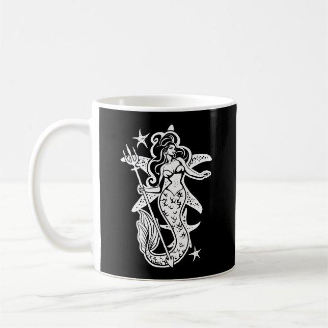 Mug Sirène Retro-Up Noir Et Blanc (Gauche)