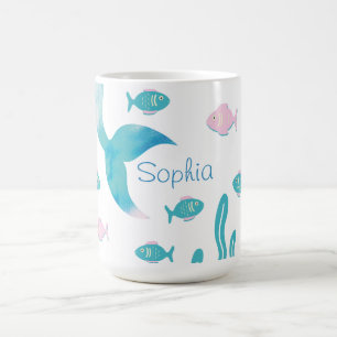 Mug Sirène sous la mer Rose Bleu Pastel