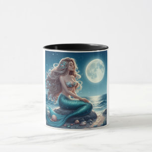 Mug Sirène sur la plage la nuit