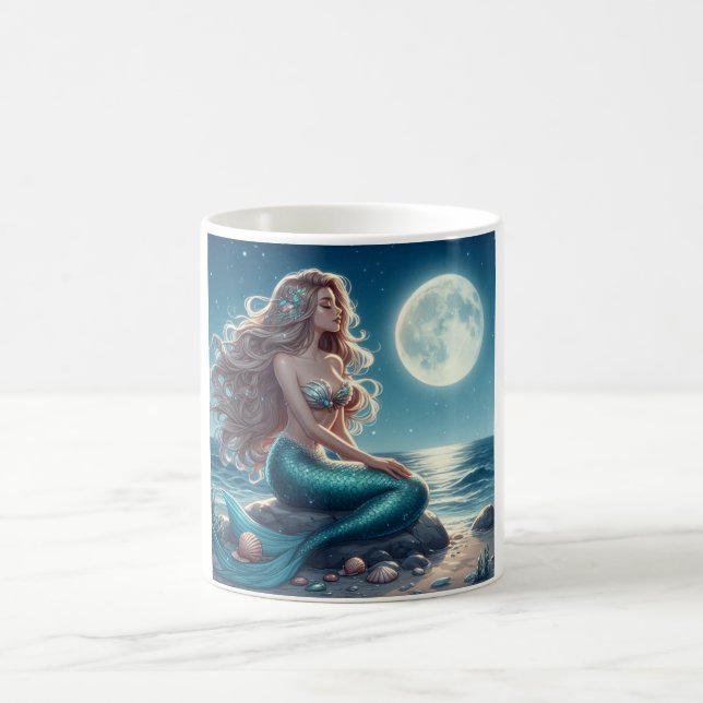 Mug Sirène sur la plage la nuit (Centre)