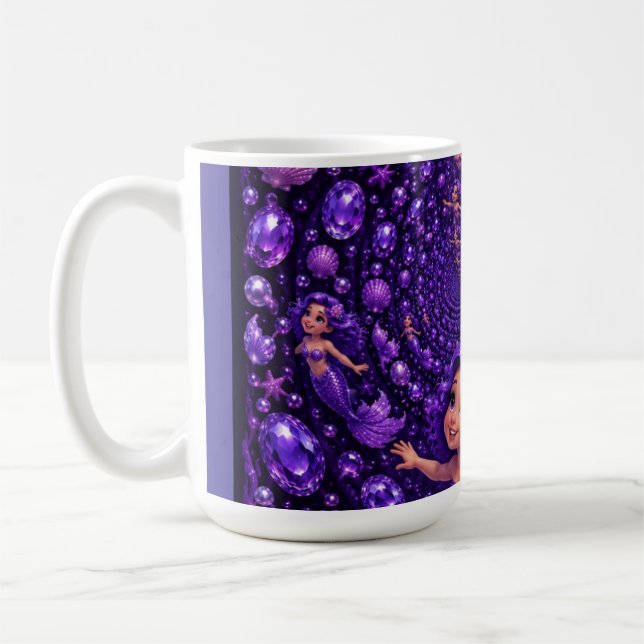 Mug Sirène Violette Gemme Spirale Fantaisie Art (Gauche)