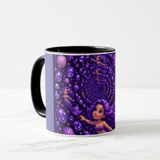 Mug Sirène Violette Gemme Spirale Fantaisie Art (Devant gauche)