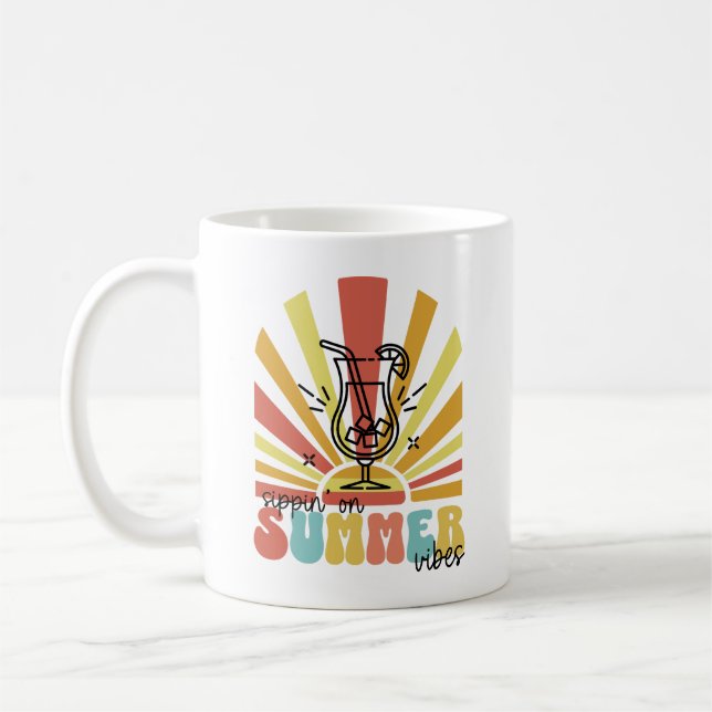 Mug Sirop Sur Les Vibrations Estivales, Soleil Rétro,  (Gauche)