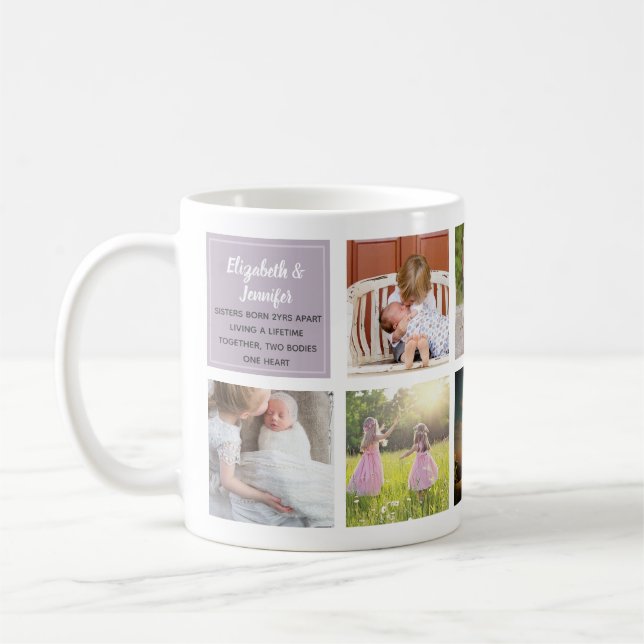 Mug Sisterly love 9 x Photo Collage Sisters Keepsaké (Gauche)