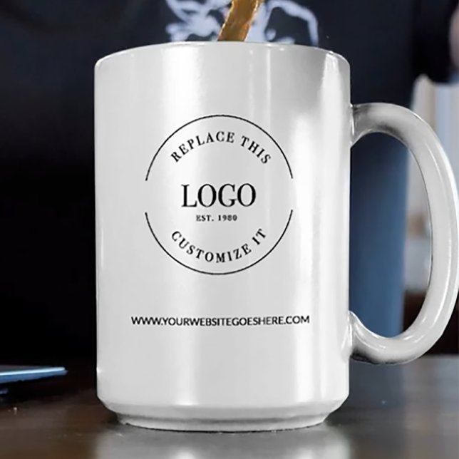 Mug Site Web de logo promotionnel d'entreprise personn (Custom logo and website simple branded mug template.)