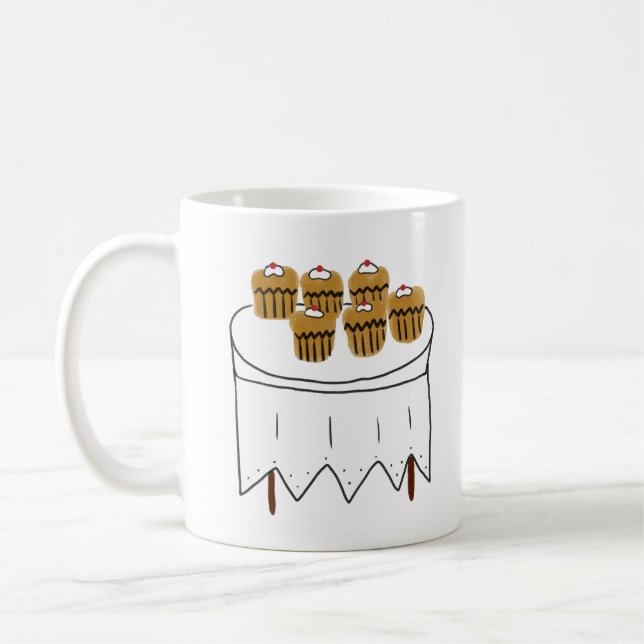 Mug Six Cupcakes aux Cerises Dessin à la Main (Gauche)