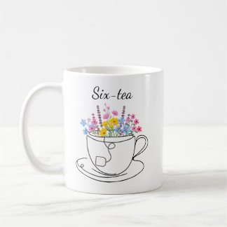 Mug Six-Tea 60e Anniversaire Fantaisiste Floral Coloré