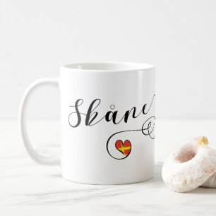 Mug Skåne Flag Heart, Suède, Scanie