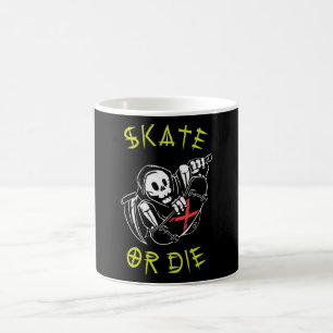 Mug Skate ou die Grim Reaper Skeleton Skateboarder