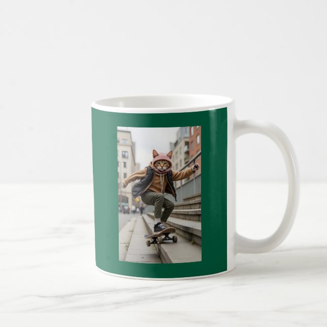 Mug Skateboard Chat Cool Pet Art (Droite)
