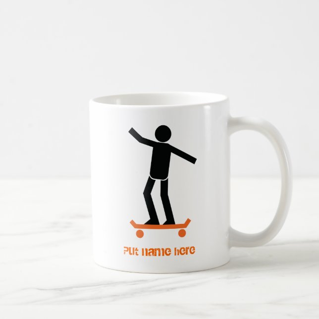Mug Skateboardeur sur son skateboard personnalisé (Droite)
