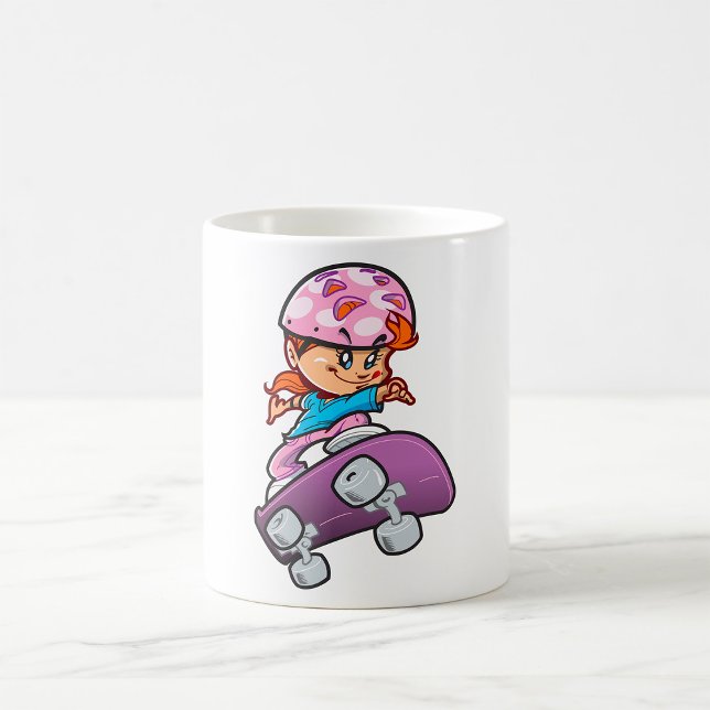 Mug Skater Girl Fun Pink Helmet Skateboard (Créateur téléchargé)