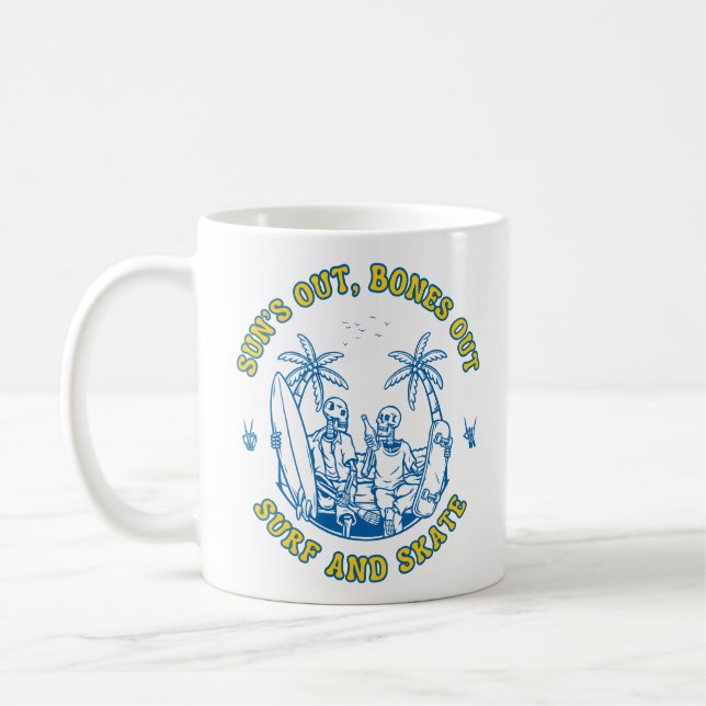 Mug Skeleton Beach Vibes Surf et Skate été Design (Gauche)