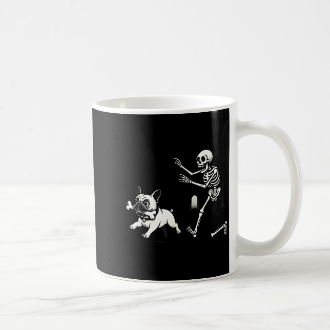 Mug Skeleton Chasing French Bulldog Biting Leg Bone Ha (Droite)