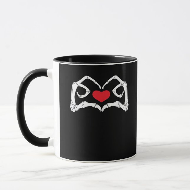 Mug Skeleton Coeur Et Mains Drôle (Gauche)