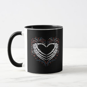 Mug Skeleton Coeur main 4ème De L'Amérique Patriotique