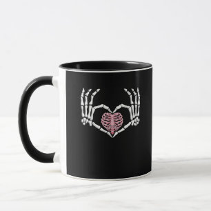 Mug Skeleton Coeur main drôle Halloween Femmes Hommes