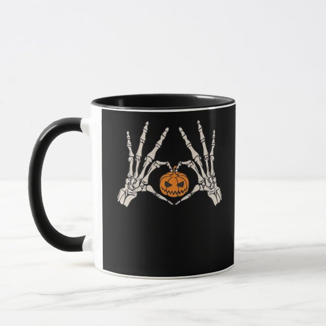 Mug Skeleton Coeur main et Citrouille Drôle Hondelle c (Gauche)