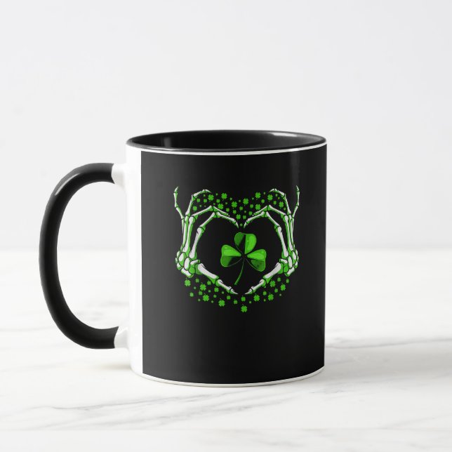 Mug Skeleton Coeur main Shamrock Jour de la Saint Patr (Gauche)