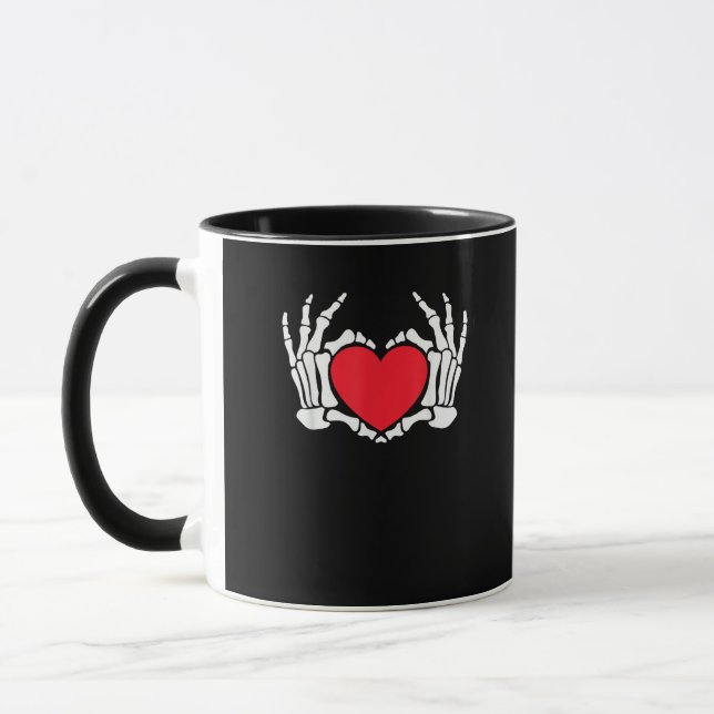 Mug Skeleton Coeur main Valentines Jour drôle Mème (Gauche)