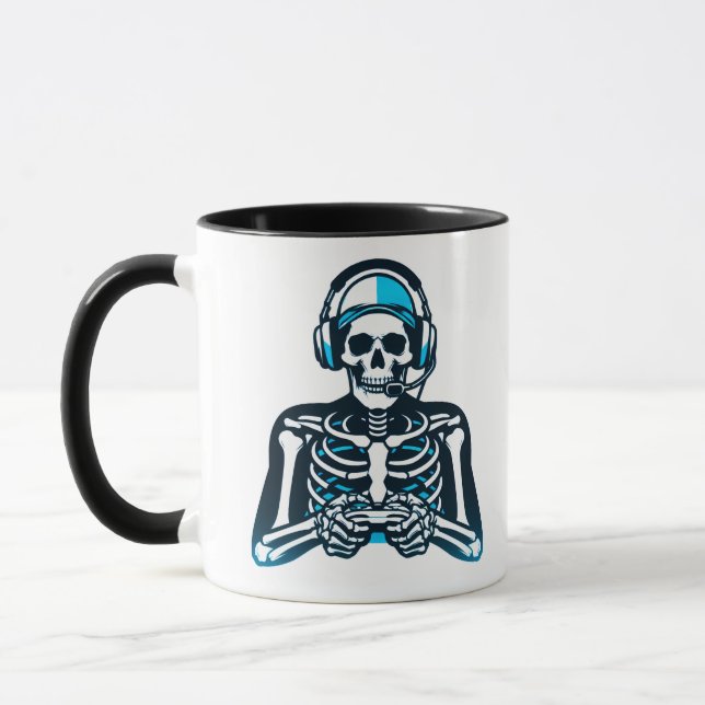 Mug Skeleton Gamer Crâne - contrôleur de casque de jeu (Gauche)