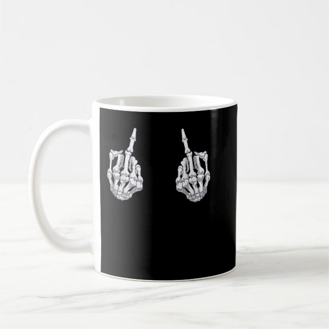 Mug Skeleton Halloween Bones Halloween Doigt Moyen (Gauche)
