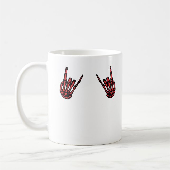 Mug Skeleton Hand Heart Roll & Red Classic (Gauche)