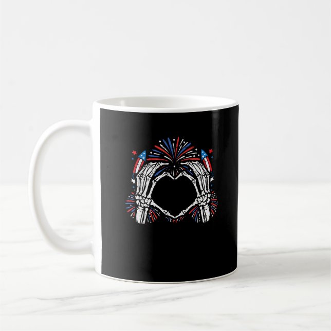 Mug Skeleton Hand Heart USA Patriotic American (Gauche)