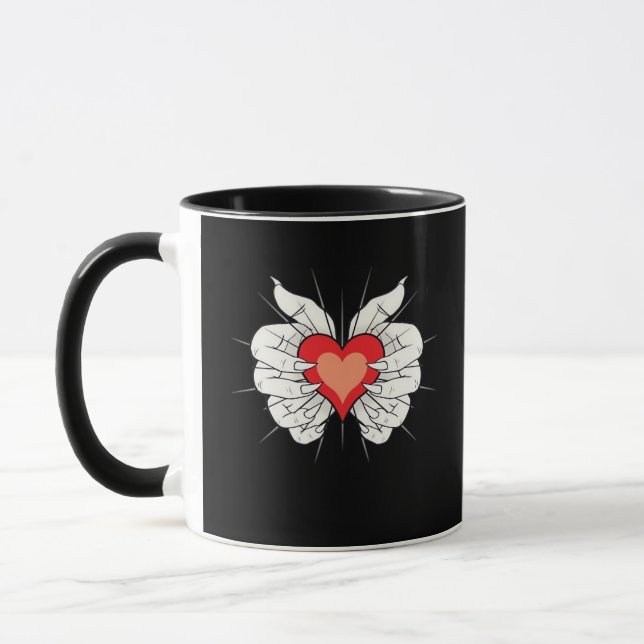 Mug Skeleton Hands Heart Classic (Gauche)