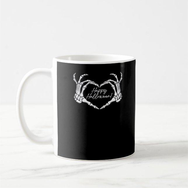 Mug Skeleton Heart Hands, Happy Halloween Skeleton, Ha (Gauche)
