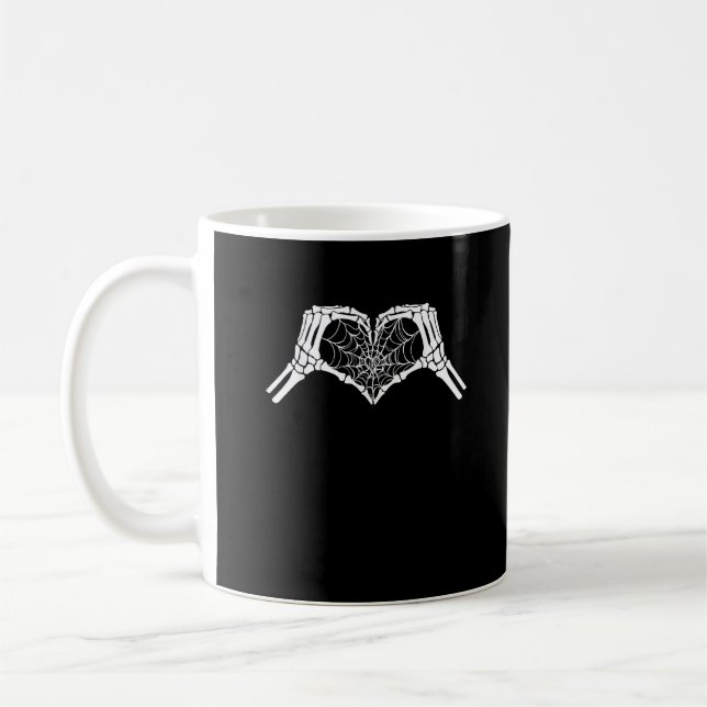 Mug Skeleton Heart Hands Spiderweb Halloween Éffrayant (Gauche)
