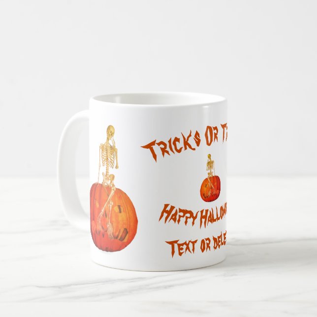 Mug Skeleton Jack-o'-lantern Halloween personnalisé (Devant gauche)