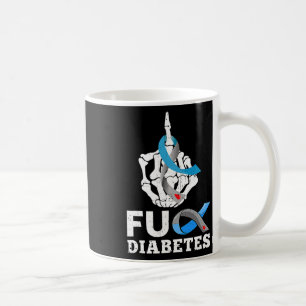 Mug Skeleton Main Fck Diabète Blue Ribbon Sensibilisat